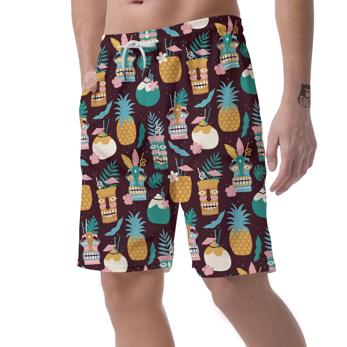 Luau Tiki Print Pattern Men's Shorts-grizzshop