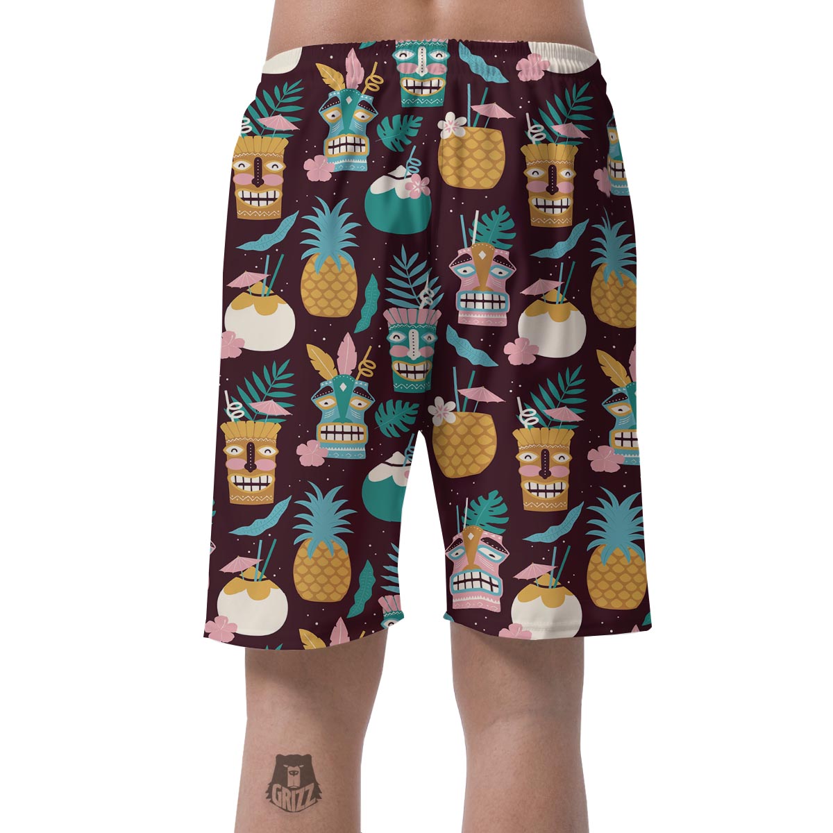 Luau Tiki Print Pattern Men's Shorts-grizzshop