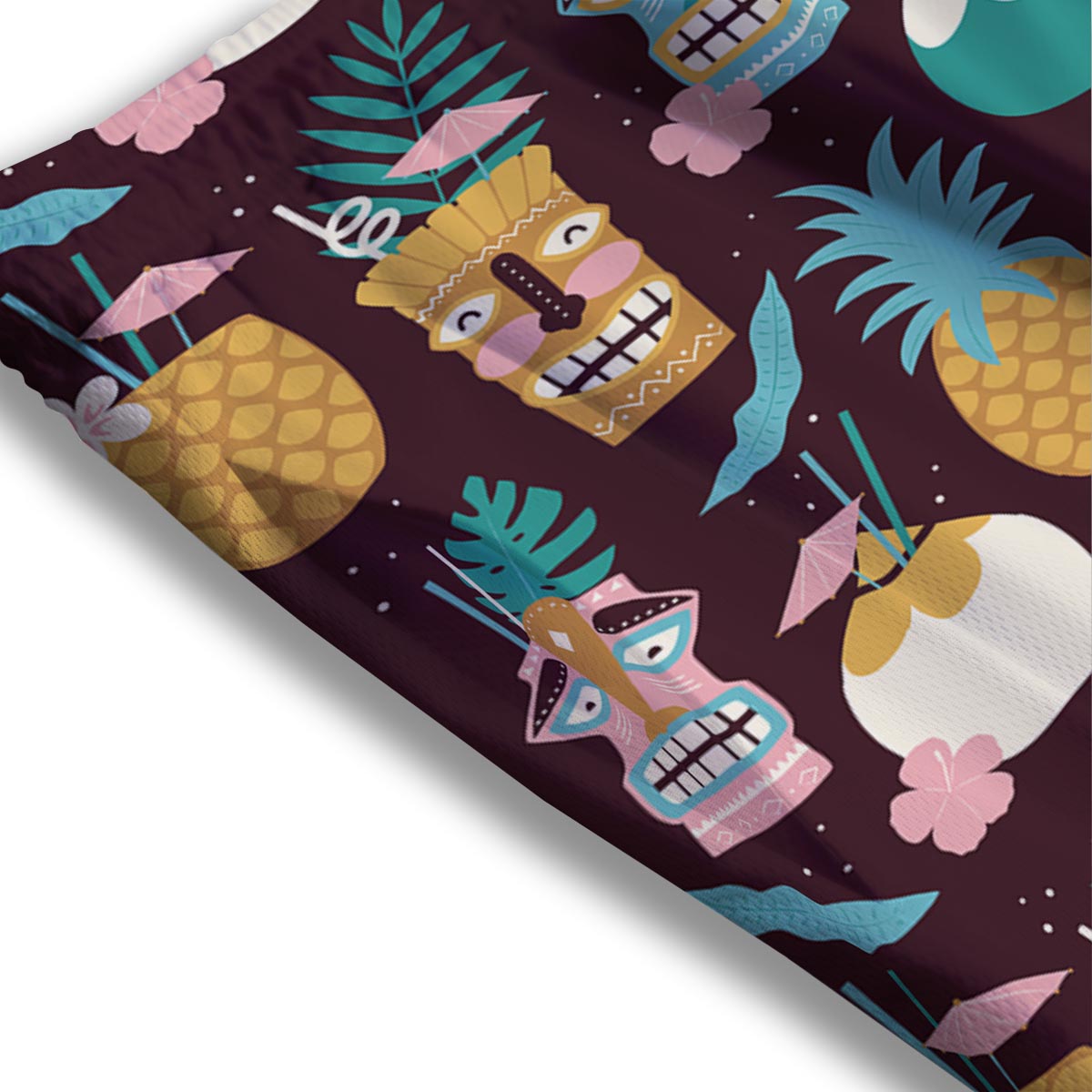 Luau Tiki Print Pattern Mesh Shorts