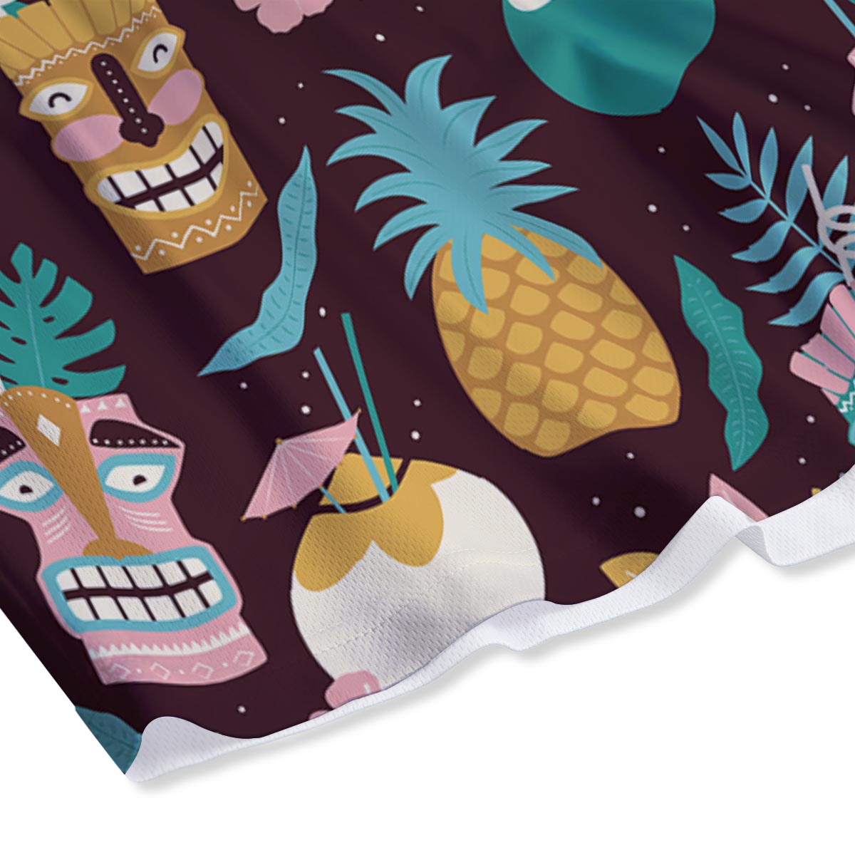 Luau Tiki Print Pattern Mesh Shorts