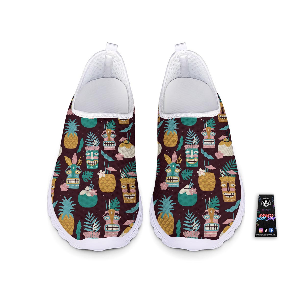 Luau Tiki Print Pattern Nurse Shoes-grizzshop