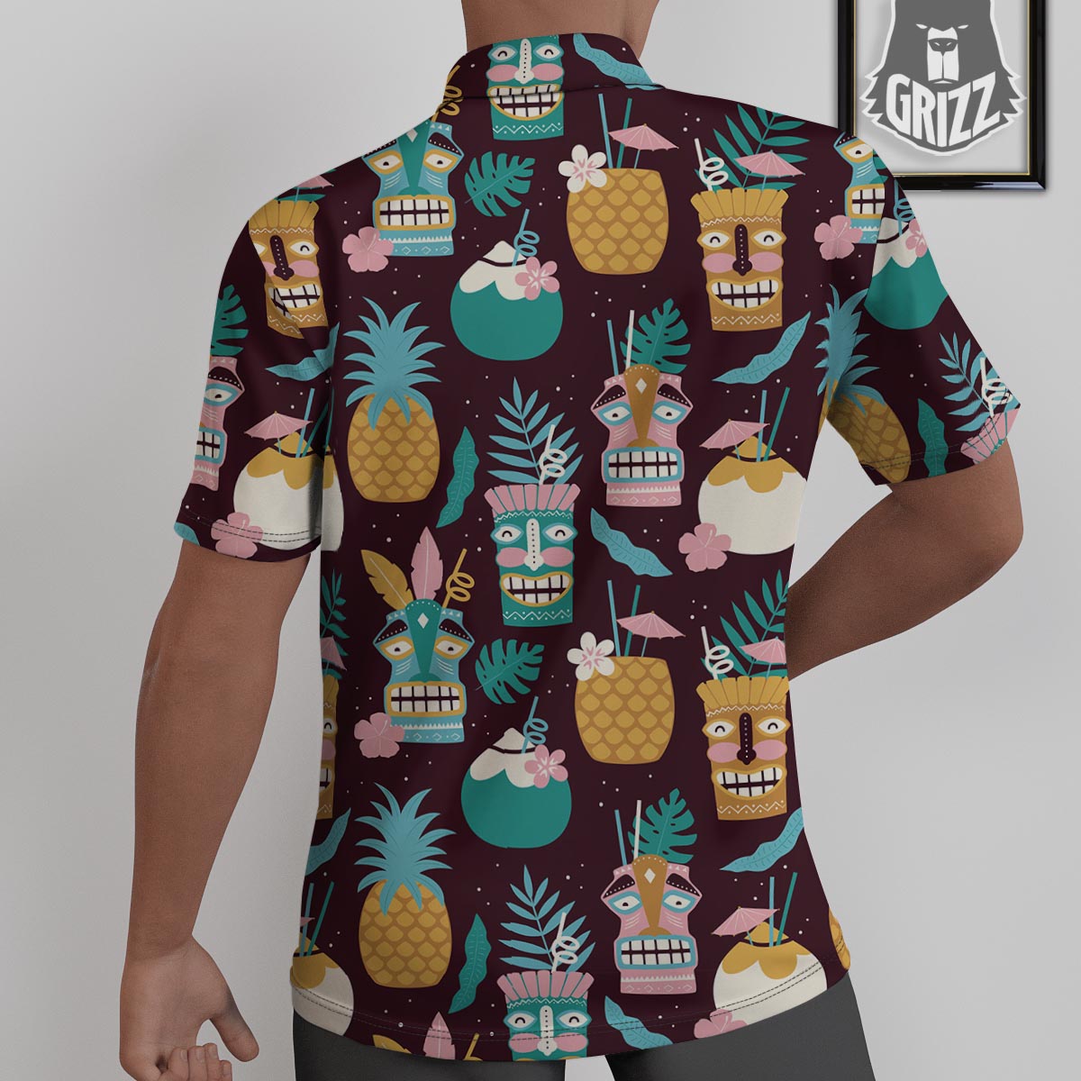 Luau Tiki Print Pattern Untucked Shirts-grizzshop