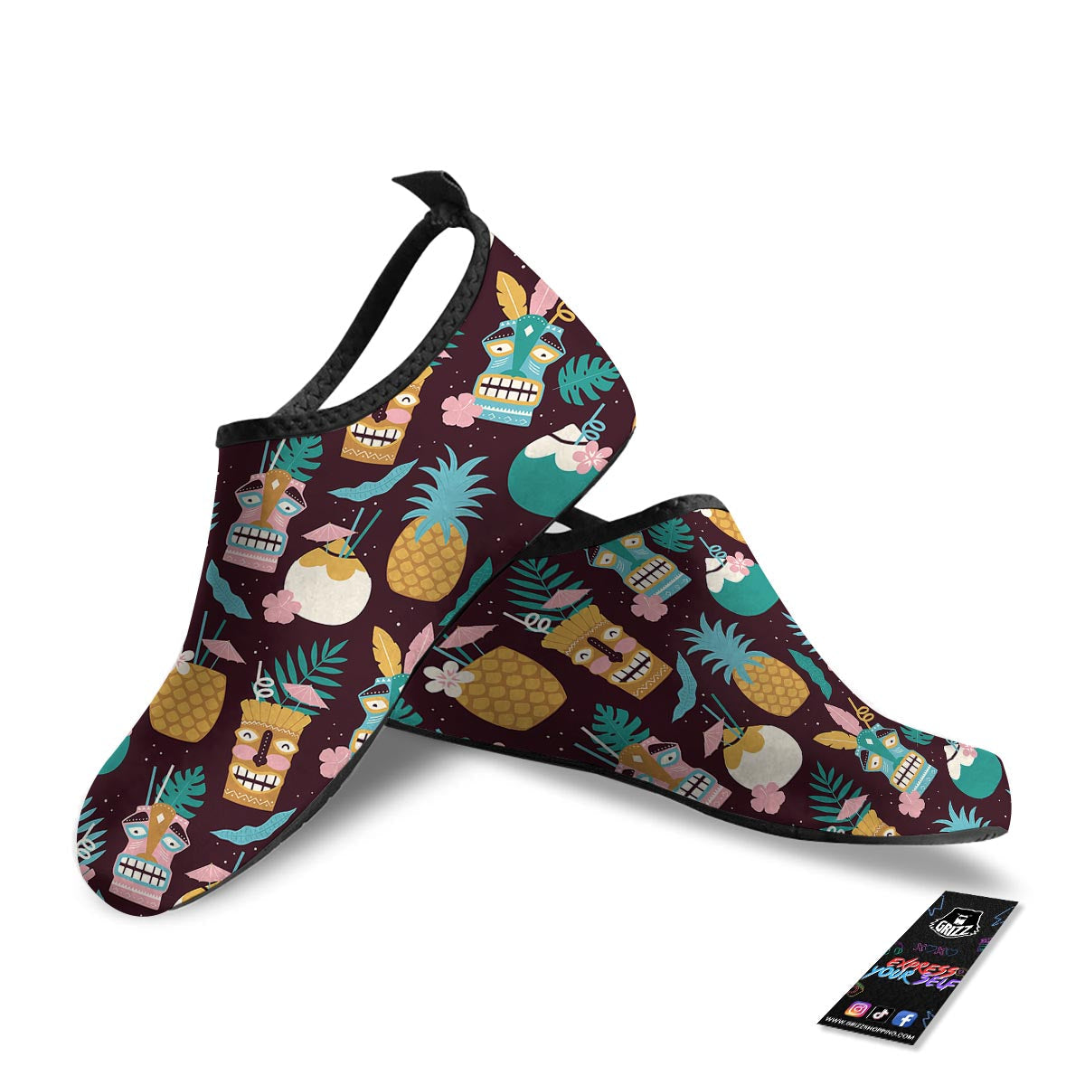 Luau Tiki Print Pattern Water Shoes-grizzshop