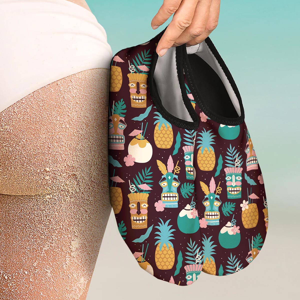 Luau Tiki Print Pattern Water Shoes-grizzshop