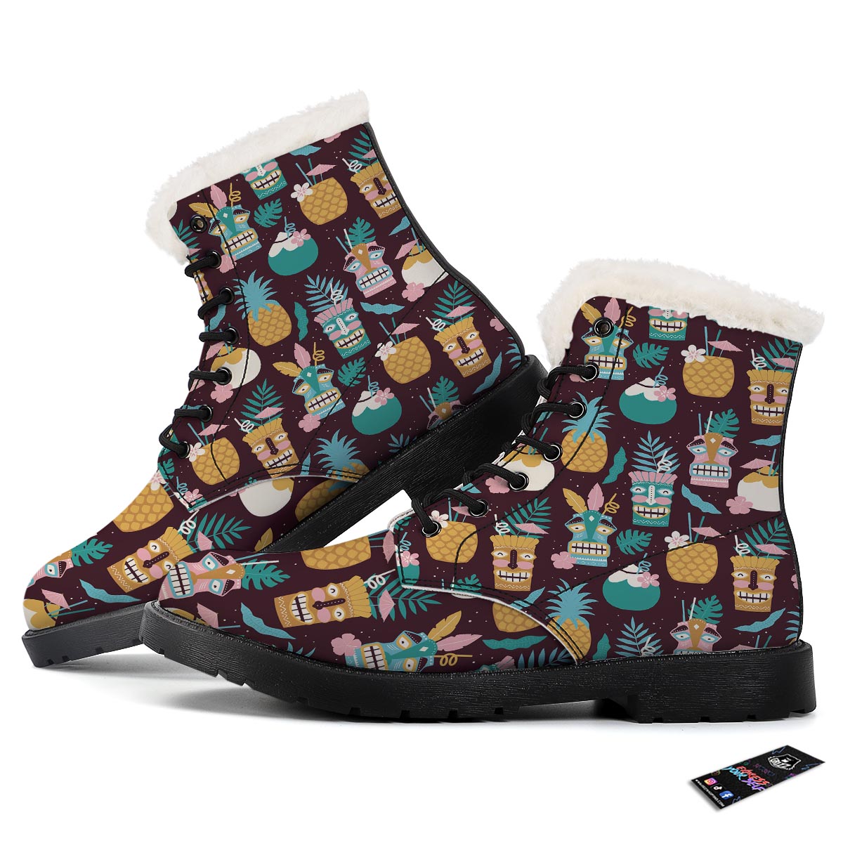 Luau Tiki Print Pattern Winter Boots-grizzshop