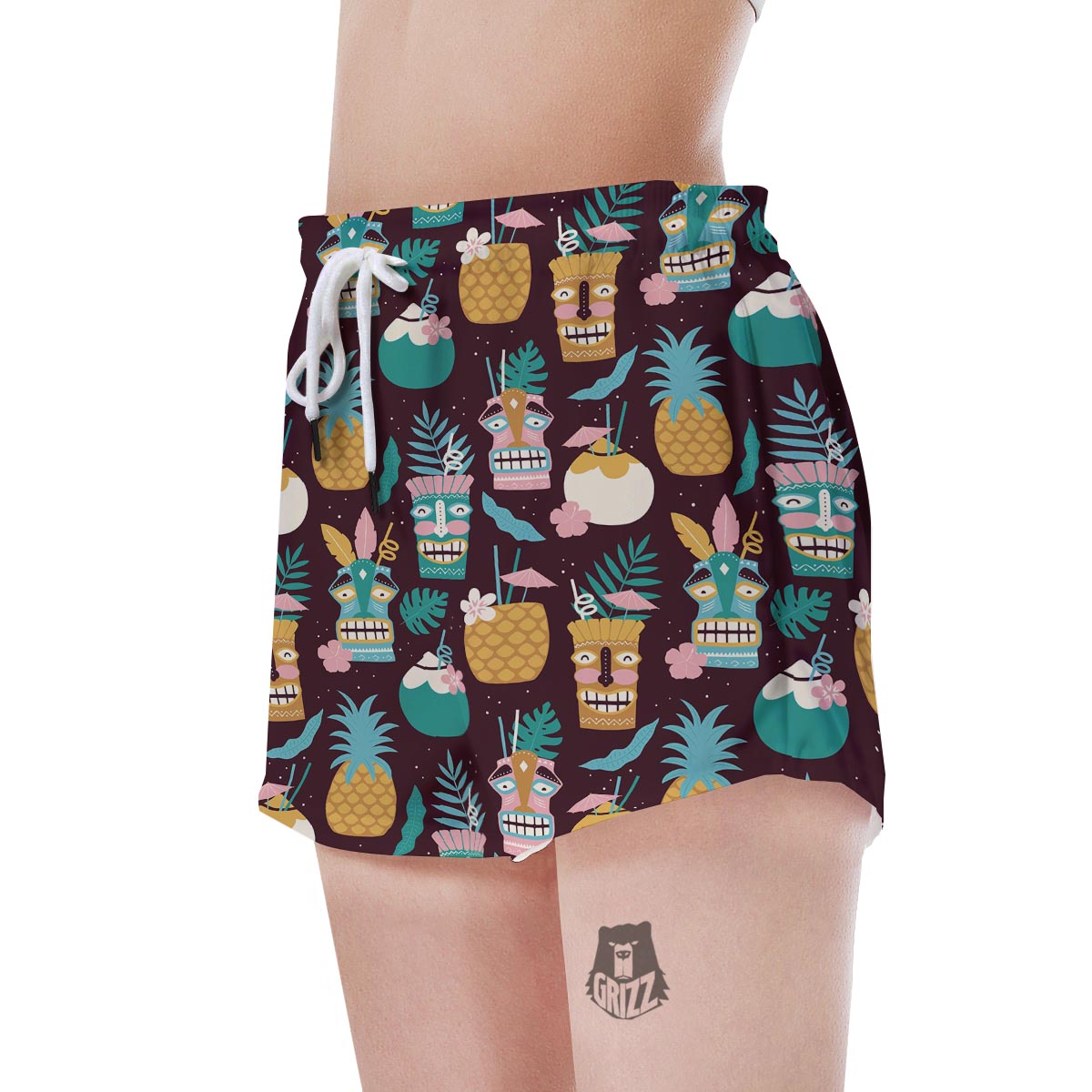 Luau Tiki Print Pattern Women's Shorts-grizzshop