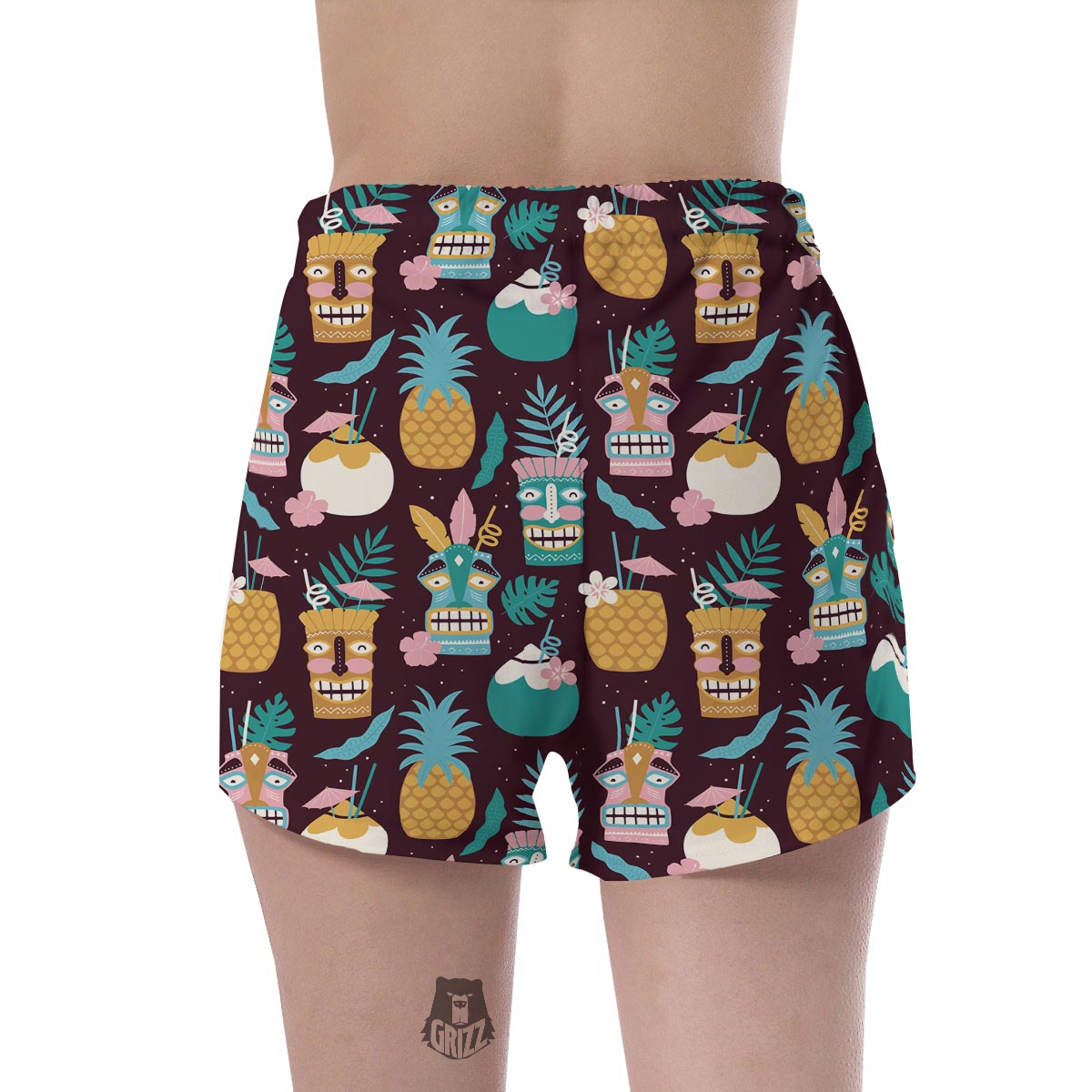 Luau Tiki Print Pattern Women's Shorts-grizzshop