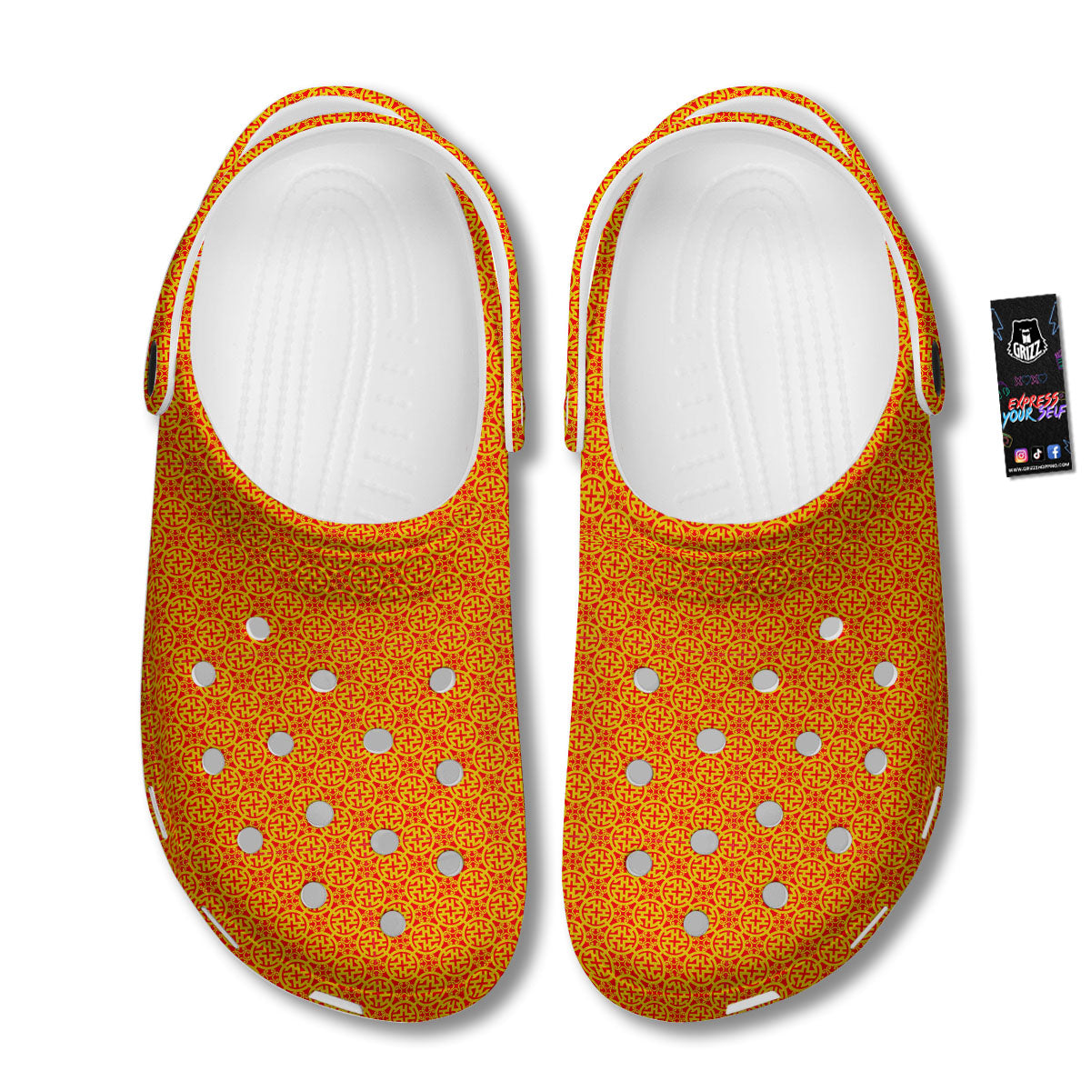 Luck Symbol Chinese Print Pattern Clog-grizzshop