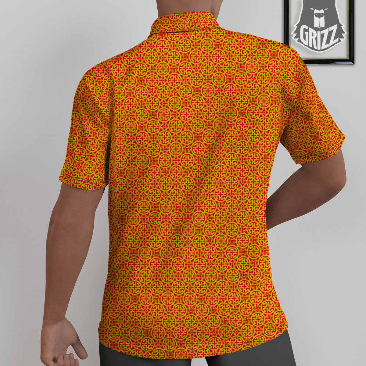 Luck Symbol Chinese Print Pattern Untucked Shirts-grizzshop