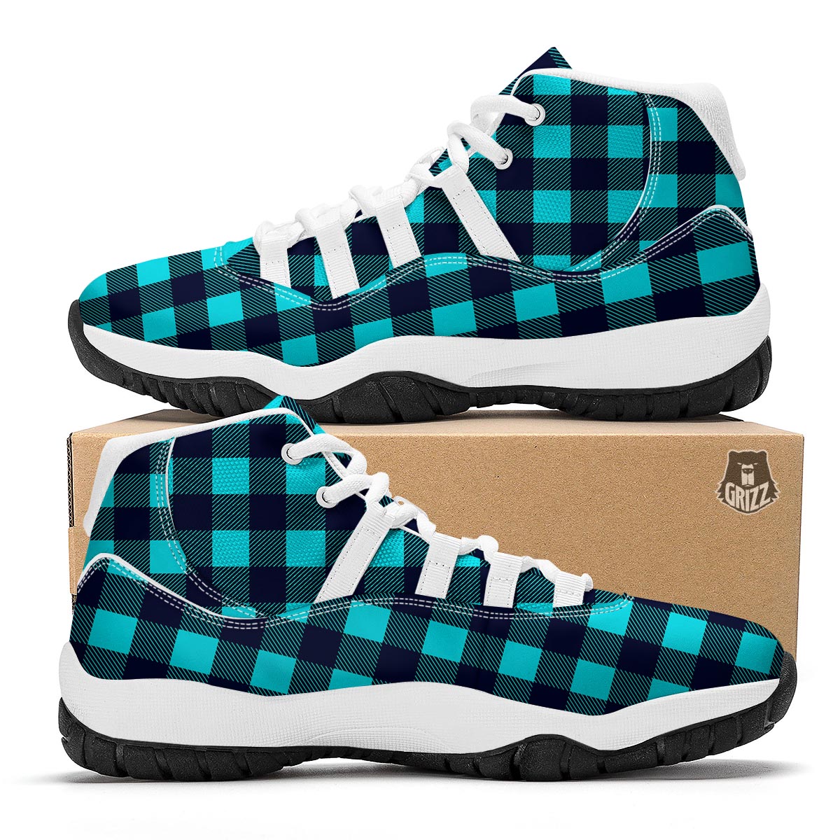 Lumberjack Blue Pattern Print White Bball Shoes-grizzshop