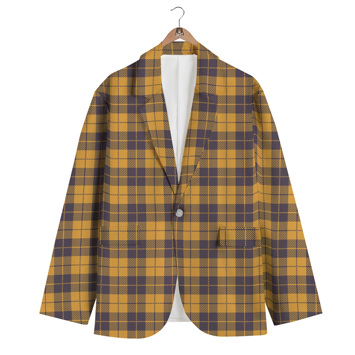 Lumberjack Yellow Pattern Print Men's Blazer-grizzshop