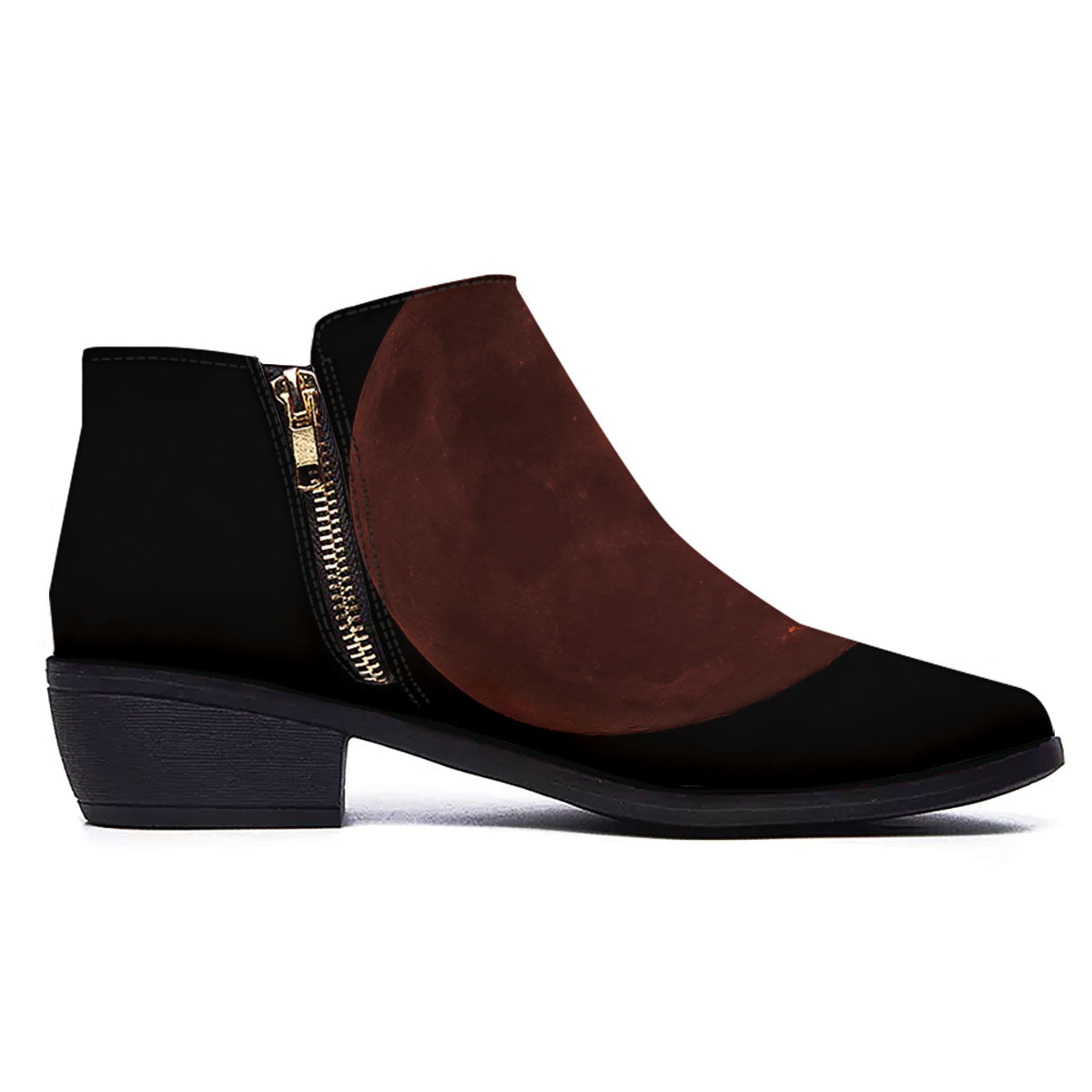Lunar Cycle Eclipse Print Ankle Boots-grizzshop