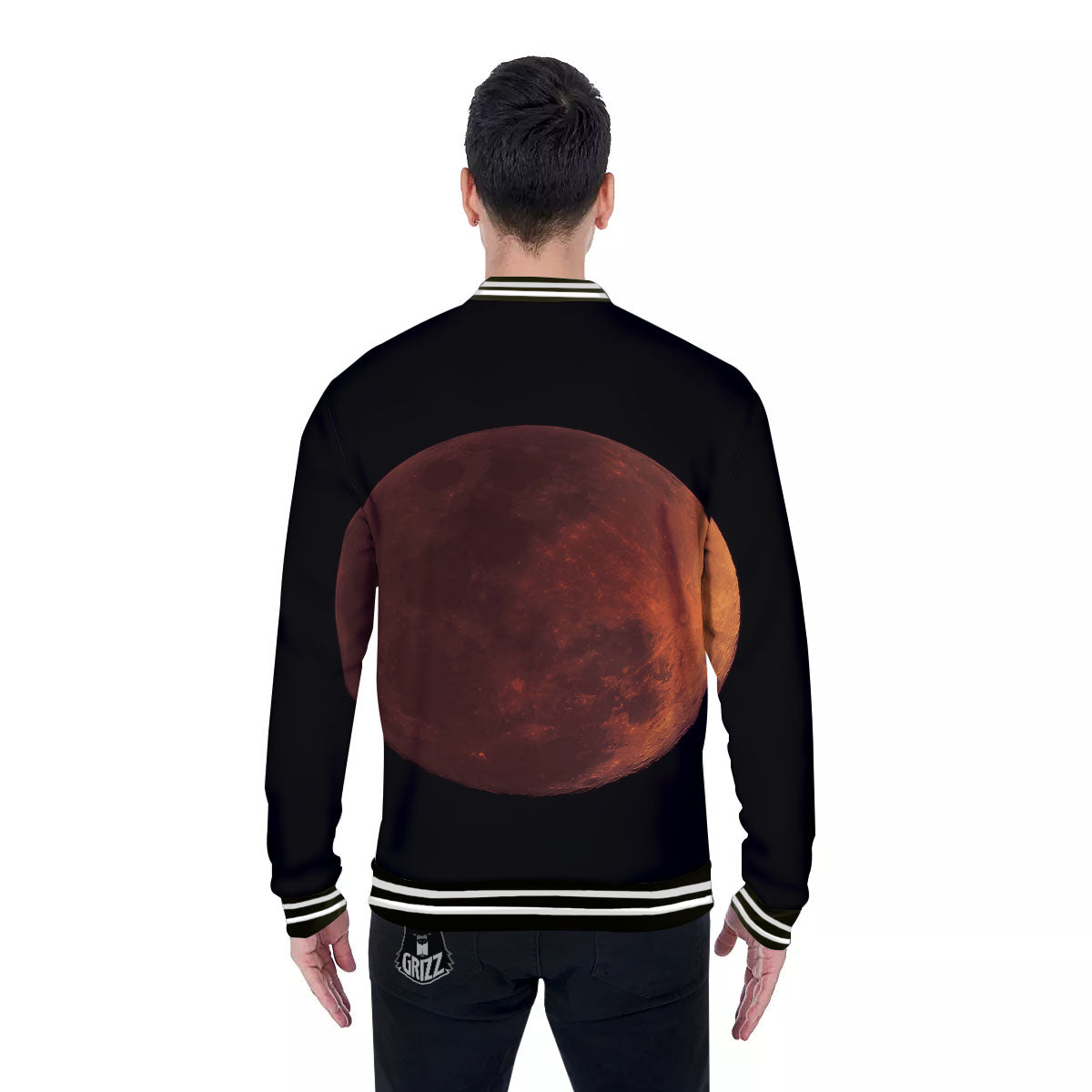 Lunar Cycle Eclipse Print Baseball Jacket-grizzshop