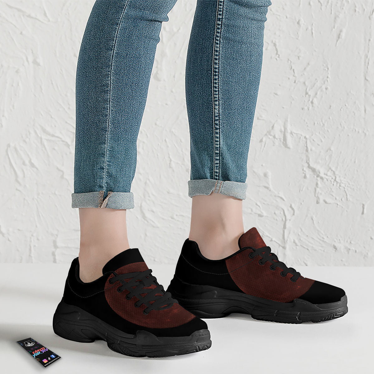 Lunar Cycle Eclipse Print Black Chunky Shoes-grizzshop