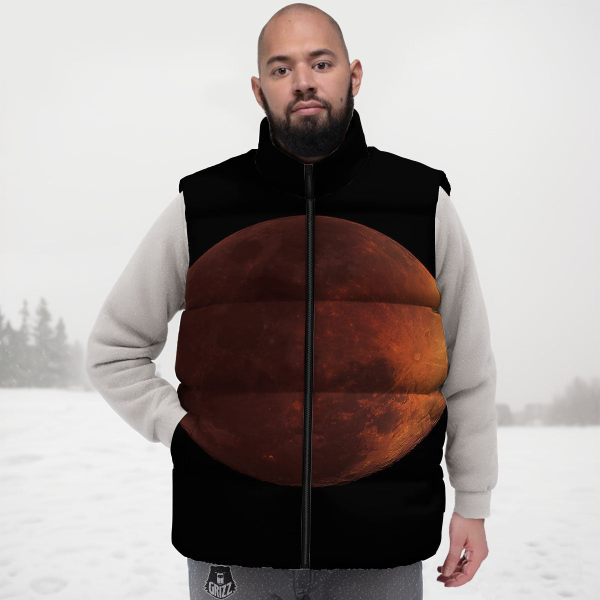 Lunar Cycle Eclipse Print Down Vest