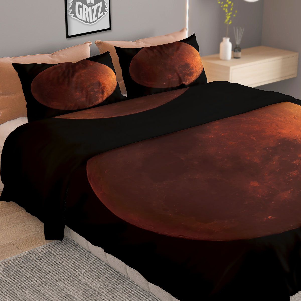 Lunar Cycle Eclipse Print Duvet Cover Bedding Set