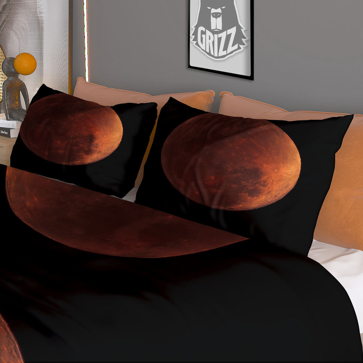 Lunar Cycle Eclipse Print Duvet Cover Bedding Set-grizzshop