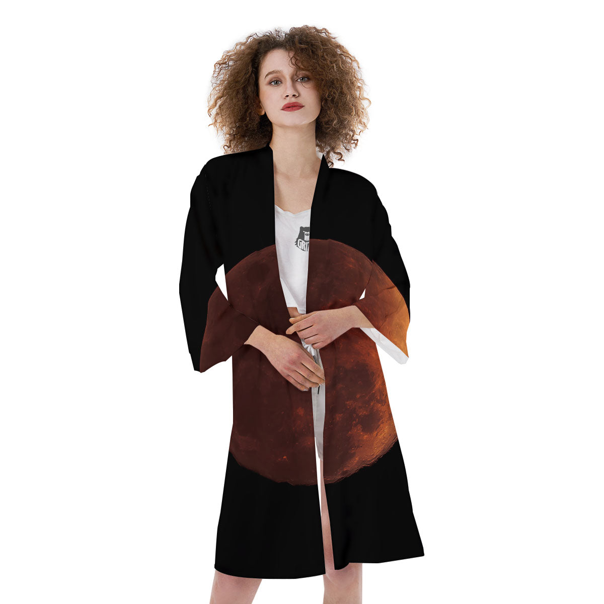 Lunar Cycle Eclipse Print Kimono-grizzshop