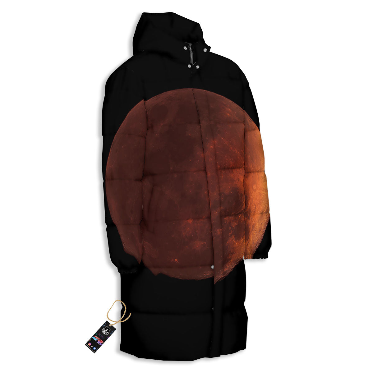 Lunar Cycle Eclipse Print Long Down Jacket-grizzshop