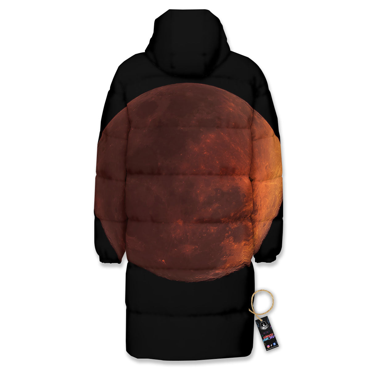 Lunar Cycle Eclipse Print Long Down Jacket-grizzshop