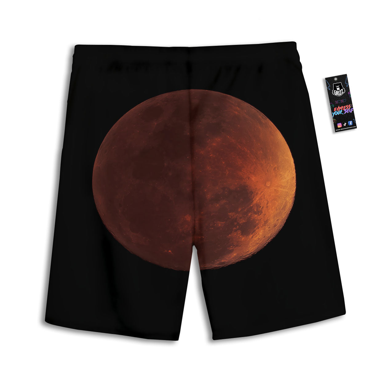 Lunar Cycle Eclipse Print Men's Athletic Shorts