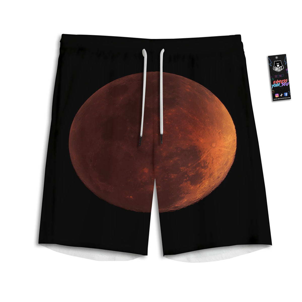 Lunar Cycle Eclipse Print Men's Athletic Shorts
