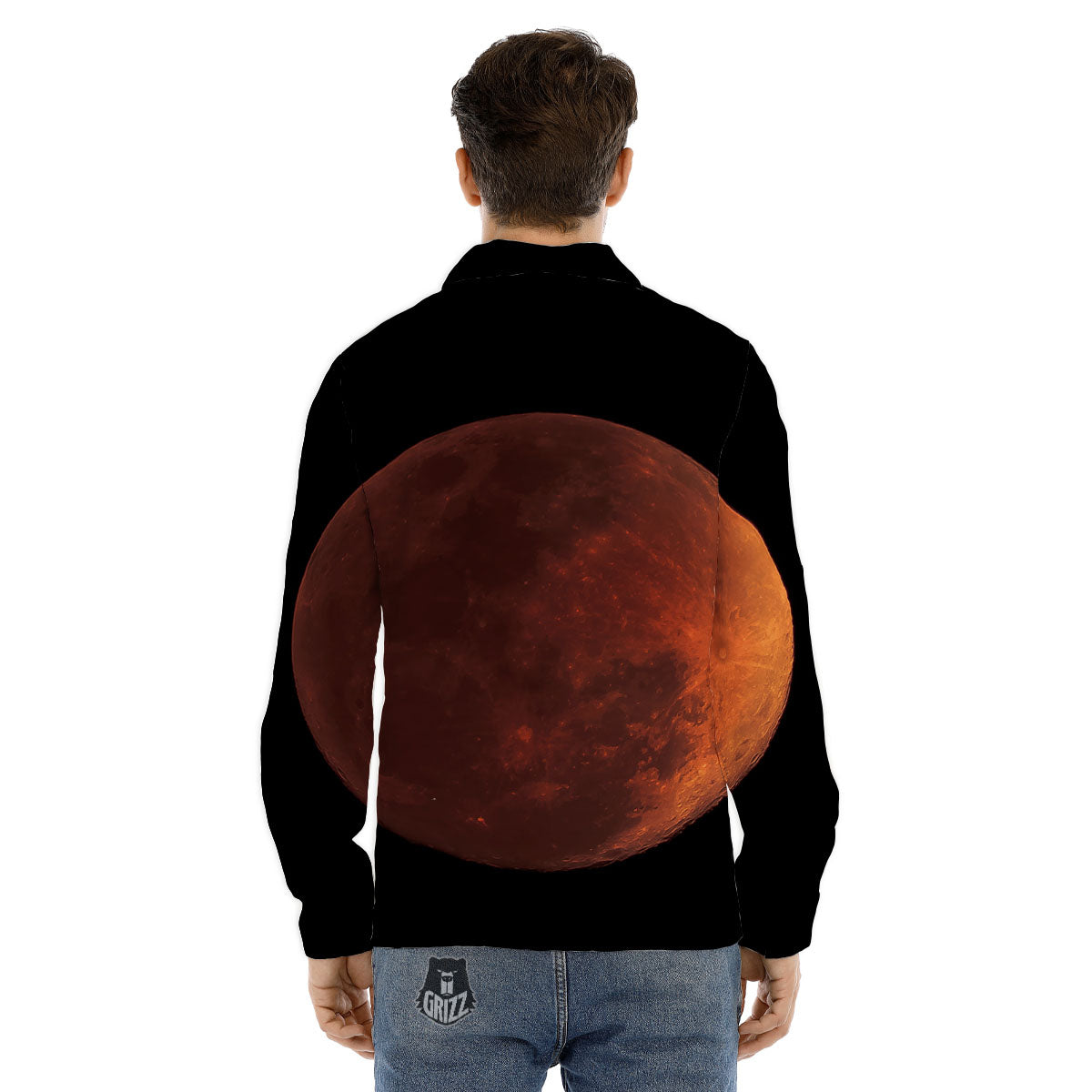 Lunar Cycle Eclipse Print Men's Dress Shirts-grizzshop
