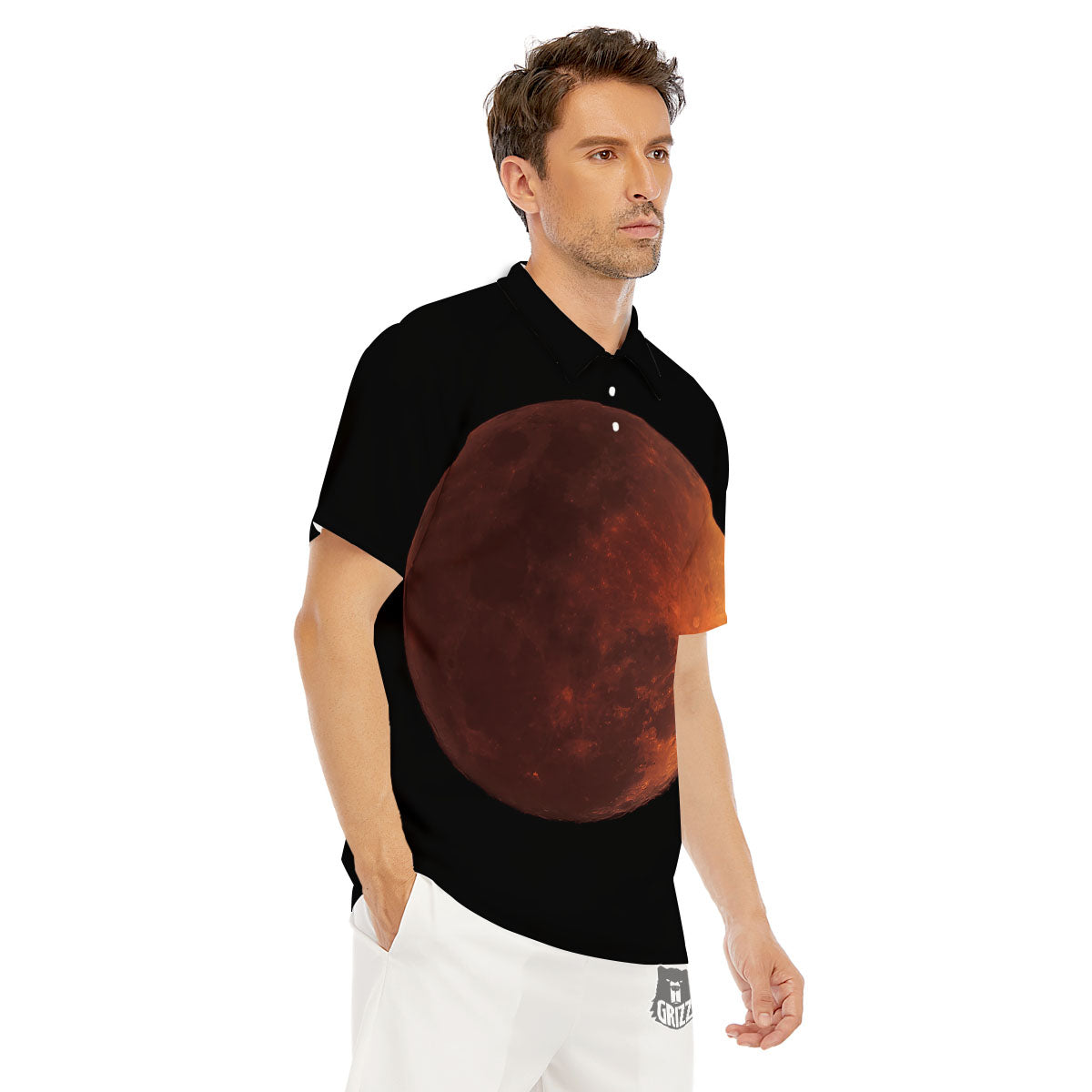 Lunar Cycle Eclipse Print Men's Golf Shirts-grizzshop