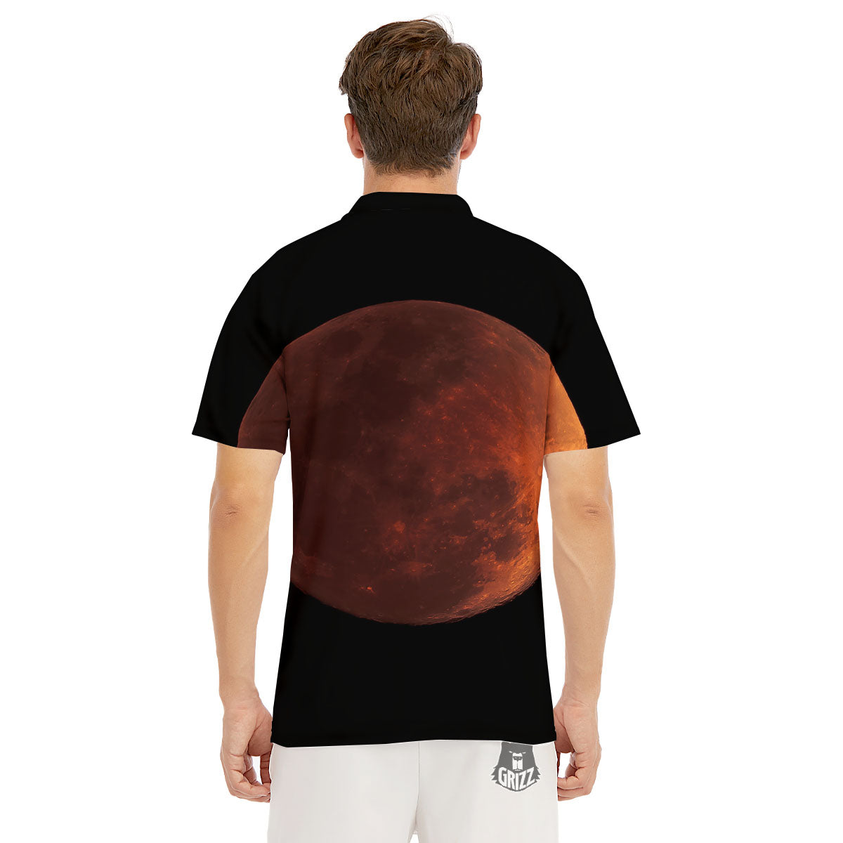 Lunar Cycle Eclipse Print Men's Golf Shirts-grizzshop