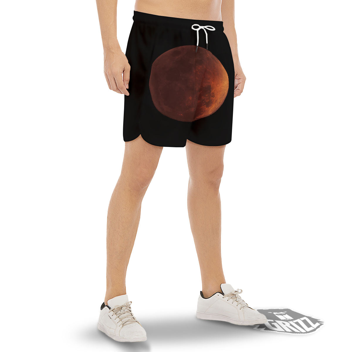 Lunar Cycle Eclipse Print Men's Gym Shorts-grizzshop