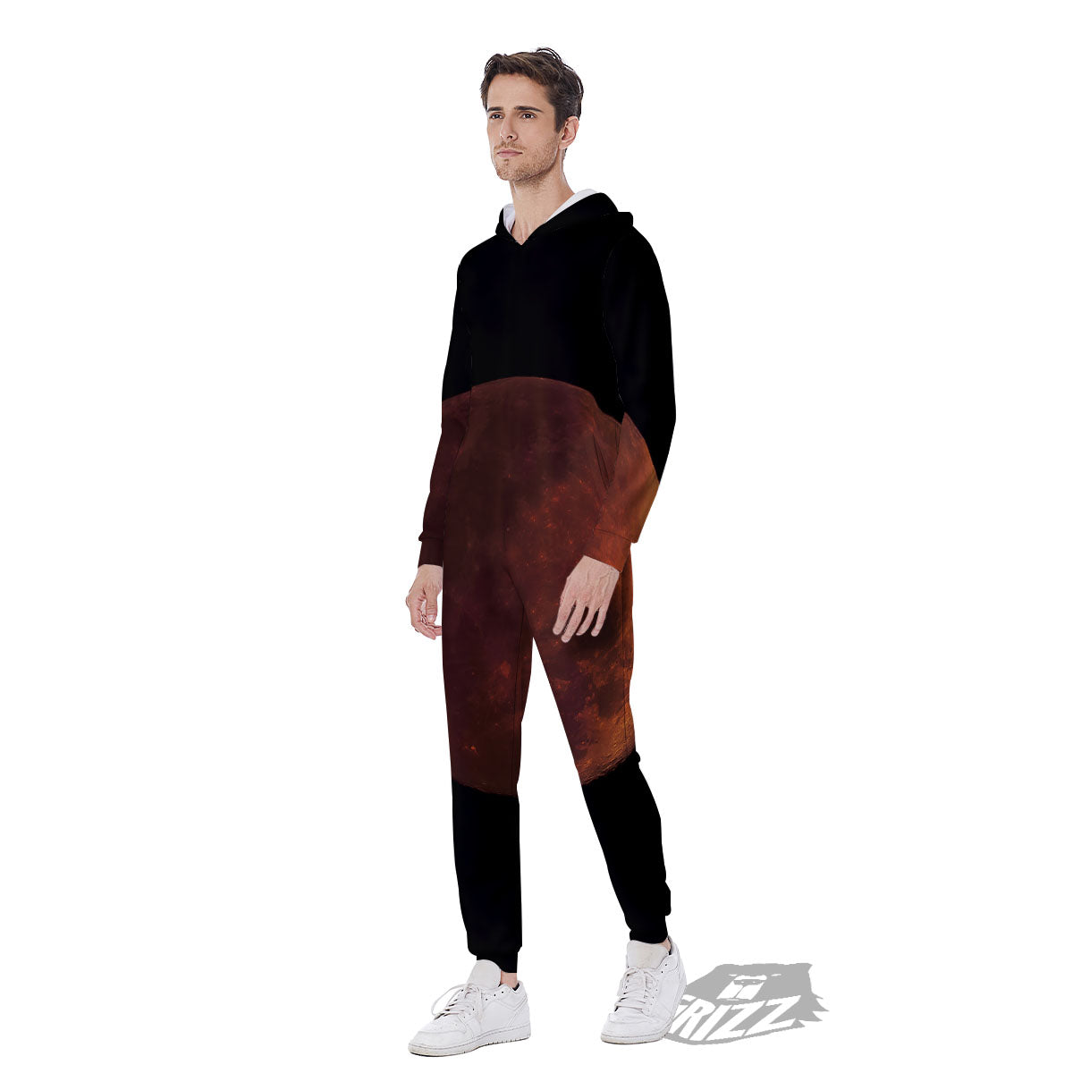 Lunar Cycle Eclipse Print Men's Jumpsuit-grizzshop