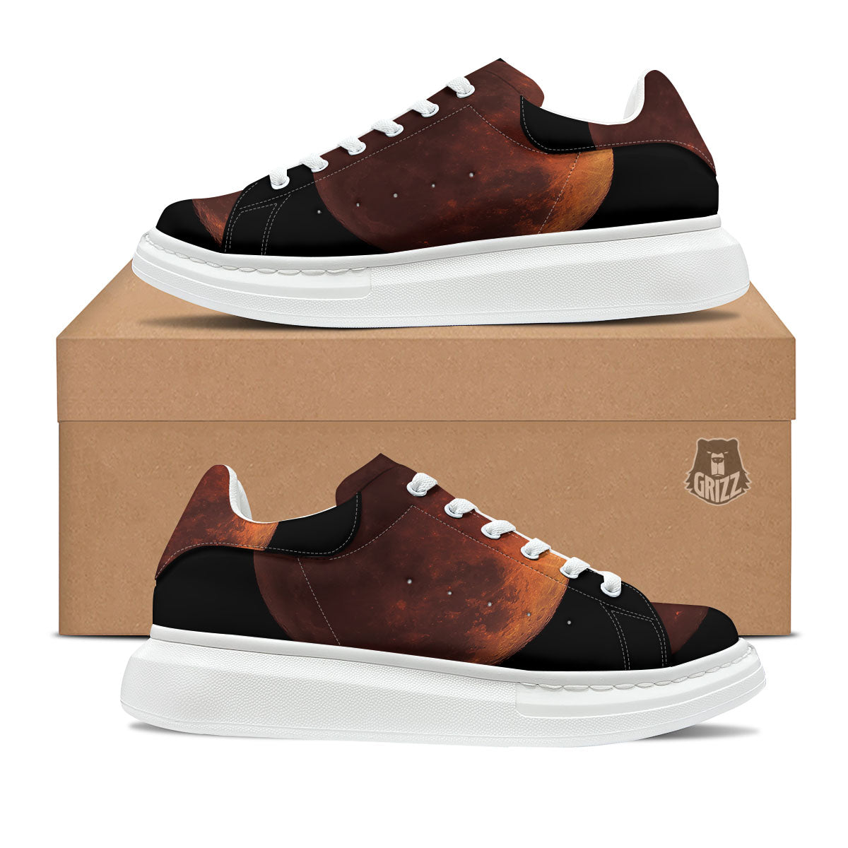 Lunar Cycle Eclipse Print Platform Shoes-grizzshop