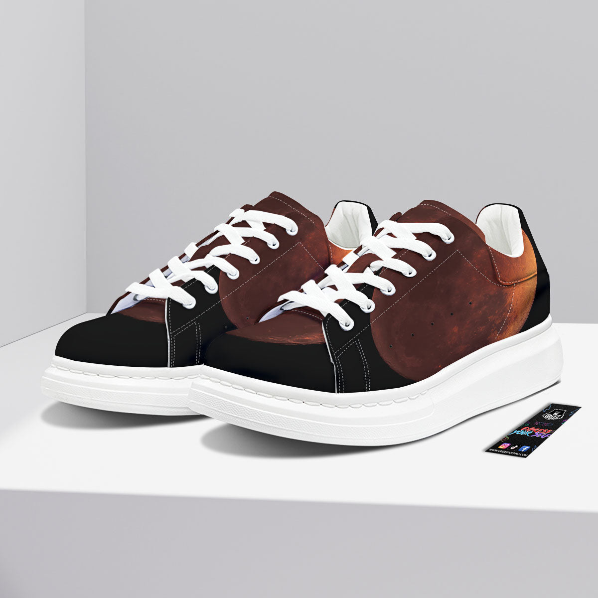 Lunar Cycle Eclipse Print Platform Shoes-grizzshop