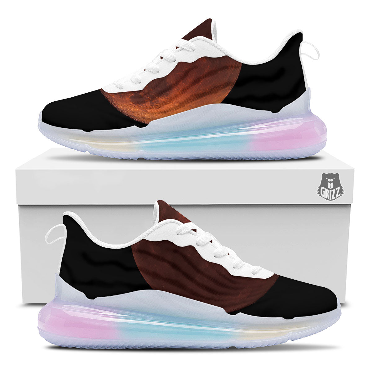 Lunar Cycle Eclipse Print Running Sneakers-grizzshop