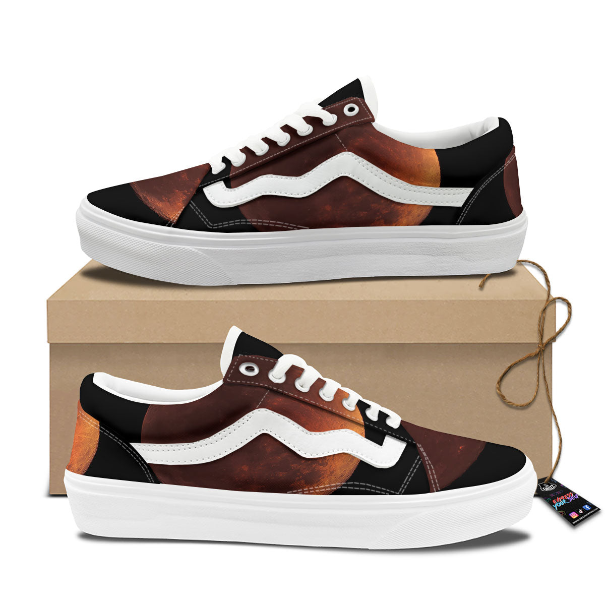 Lunar Cycle Eclipse Print Skate Shoes-grizzshop