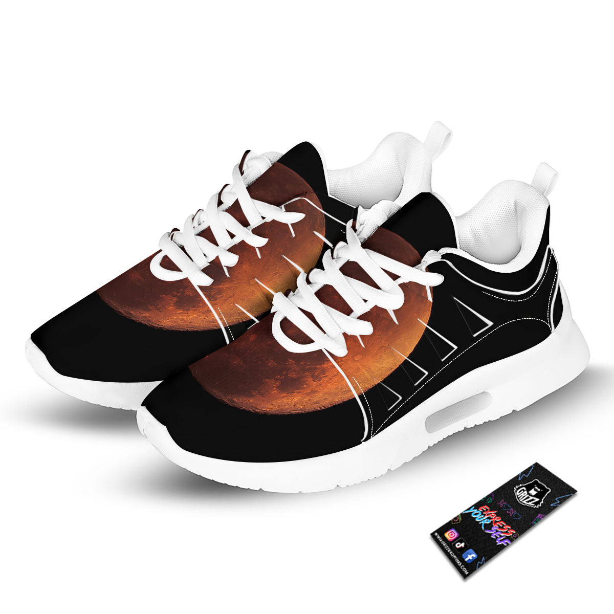 Lunar Cycle Eclipse Print Tennis Shoes-grizzshop