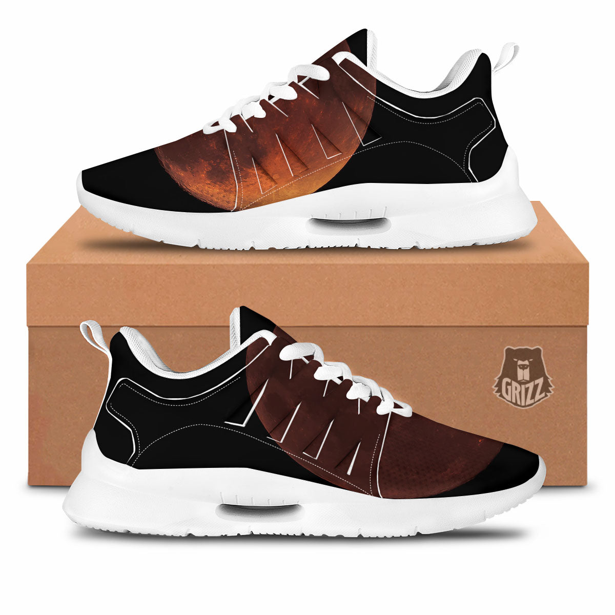 Lunar Cycle Eclipse Print Tennis Shoes-grizzshop
