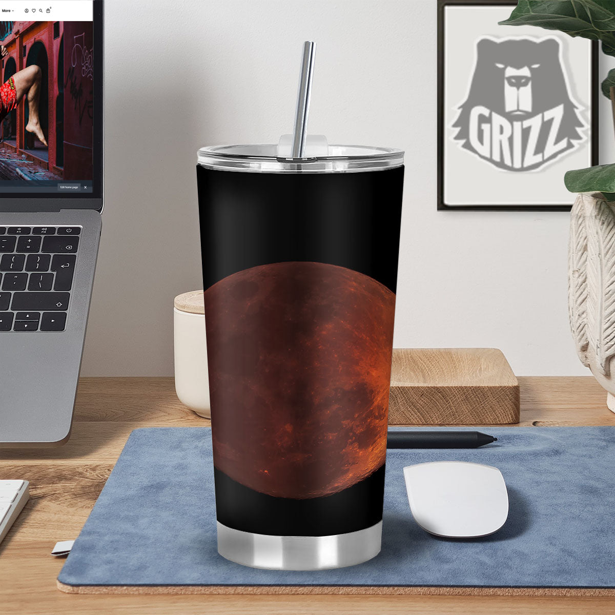 Lunar Cycle Eclipse Print Tumbler-grizzshop
