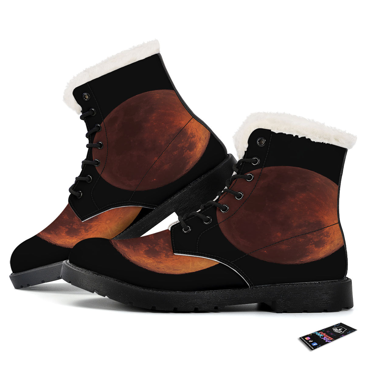 Lunar Cycle Eclipse Print Winter Boots-grizzshop