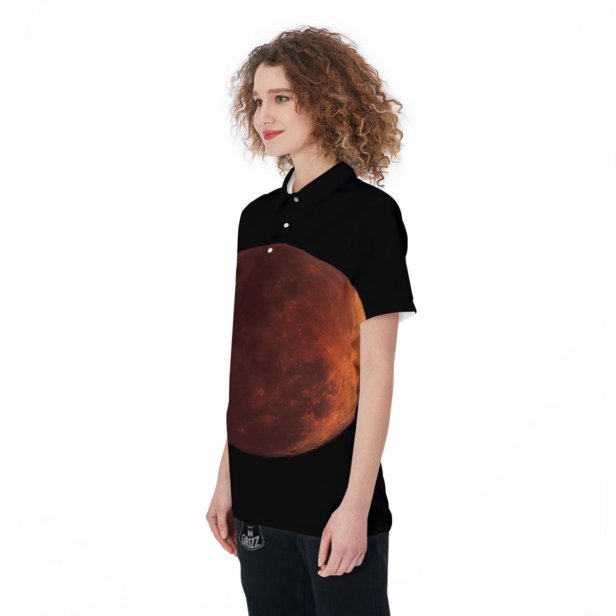 Lunar Cycle Eclipse Print Women's Golf Shirts-grizzshop
