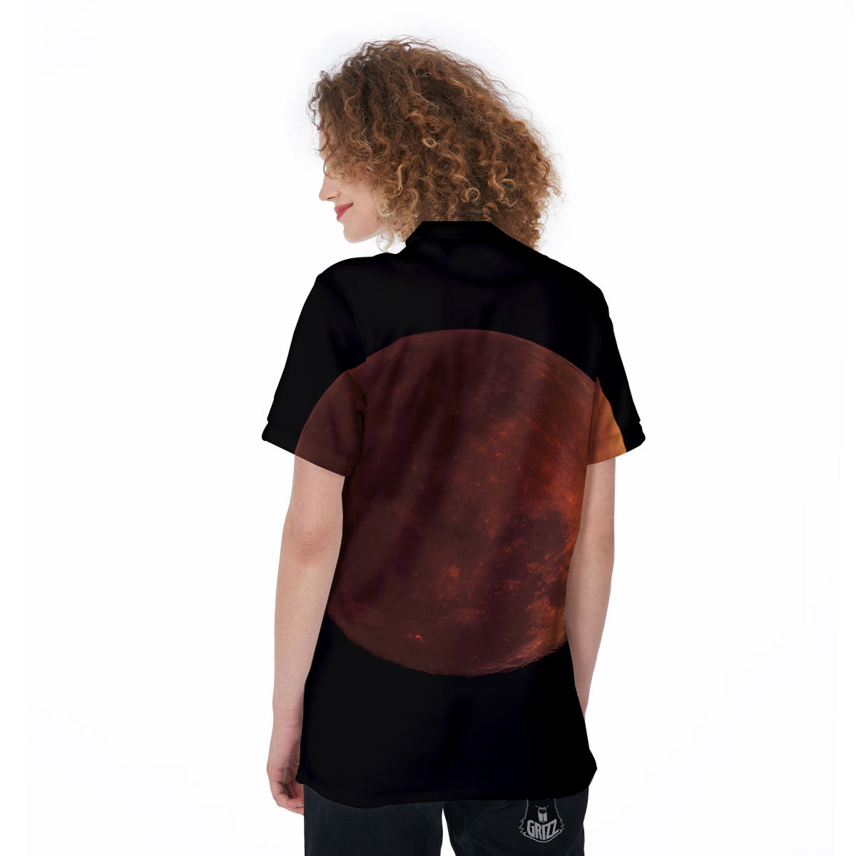 Lunar Cycle Eclipse Print Women's Golf Shirts-grizzshop