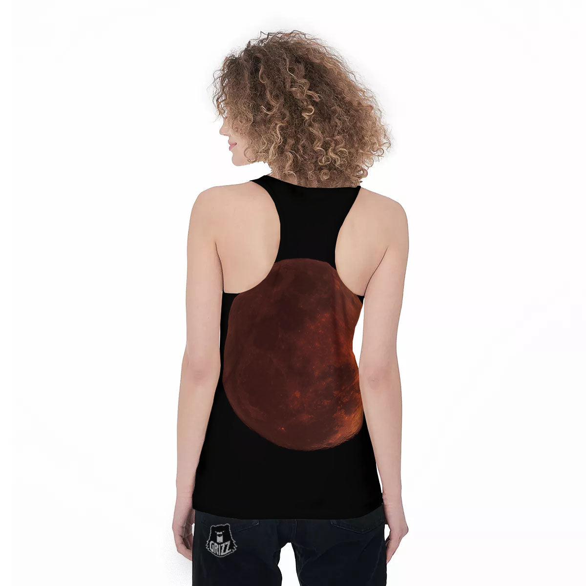 Lunar Cycle Eclipse Print Women's Racerback Tank Top-grizzshop
