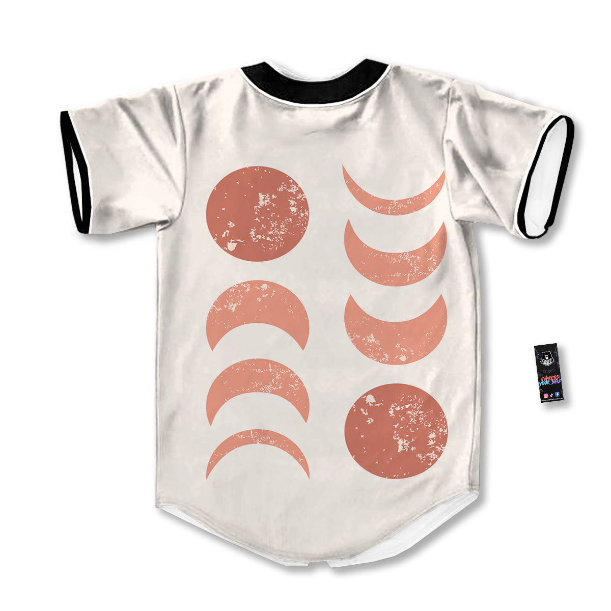 Lunar Cycle Phase Print Baseball Jersey-grizzshop