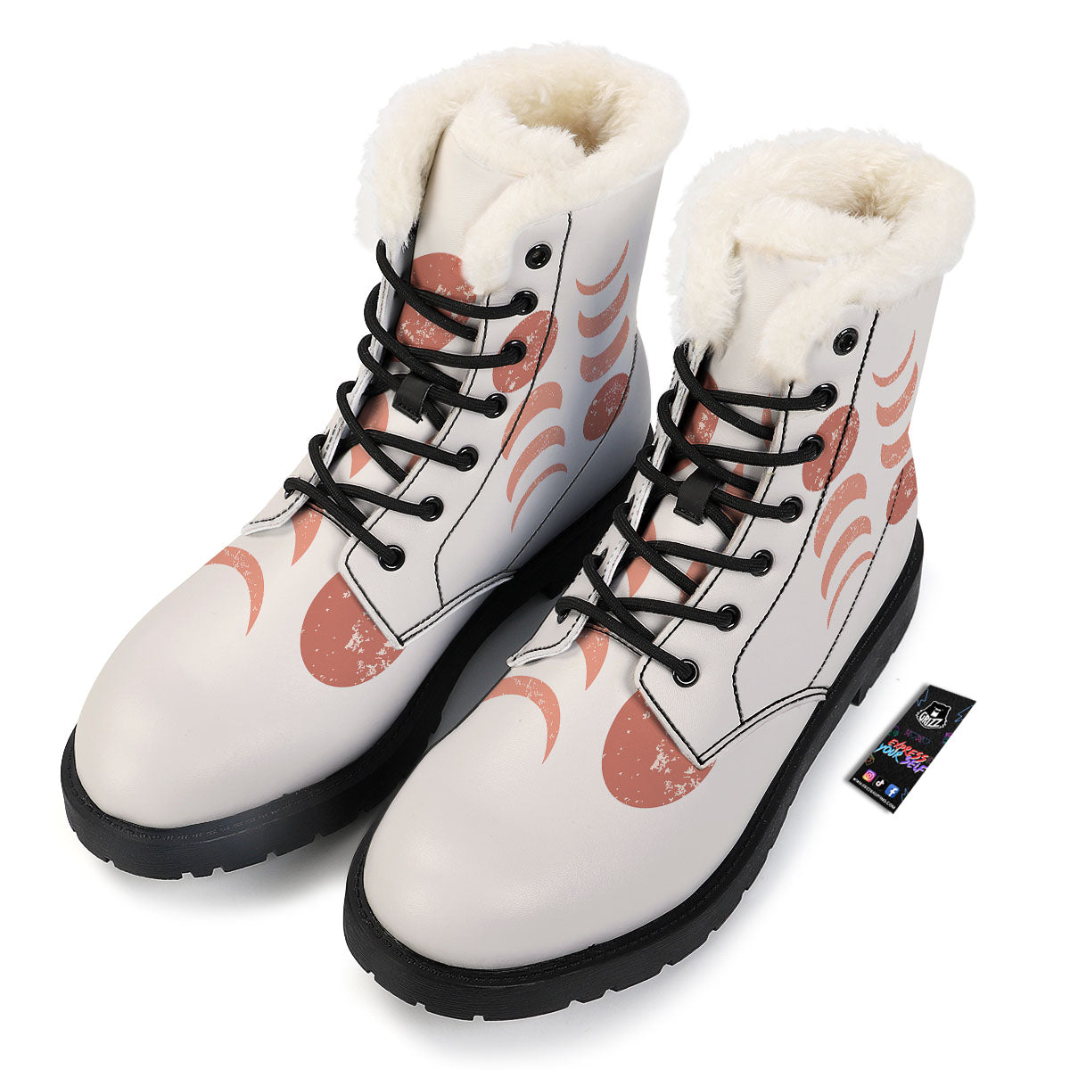 Lunar Cycle Phase Print Winter Boots-grizzshop