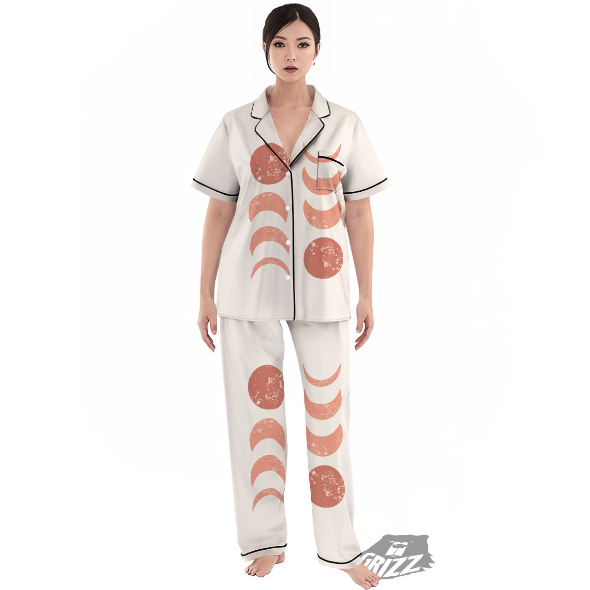 Lunar Cycle Phase Print Women's Pajamas Set-grizzshop
