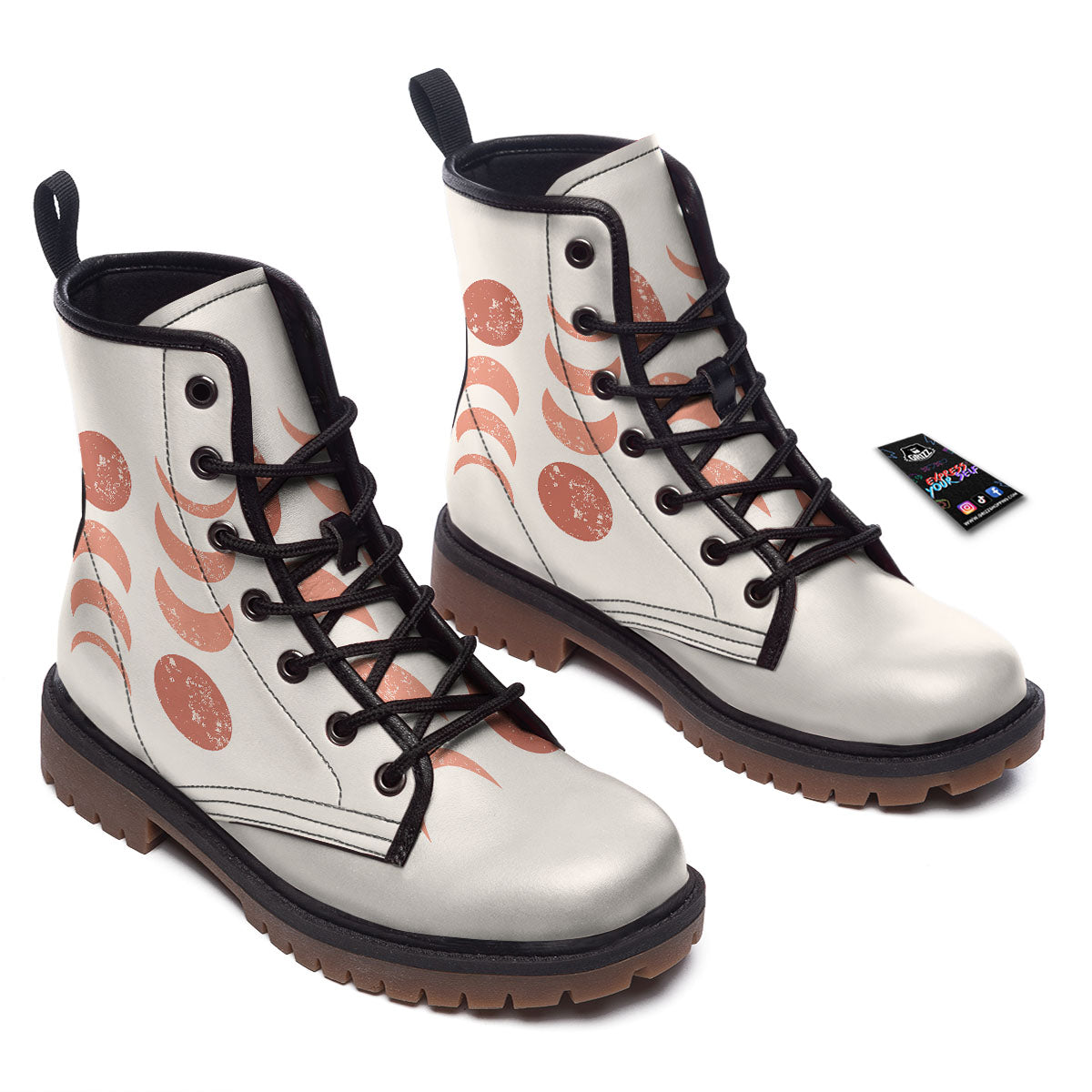 Lunar Cycle Phase Print Work Boots-grizzshop