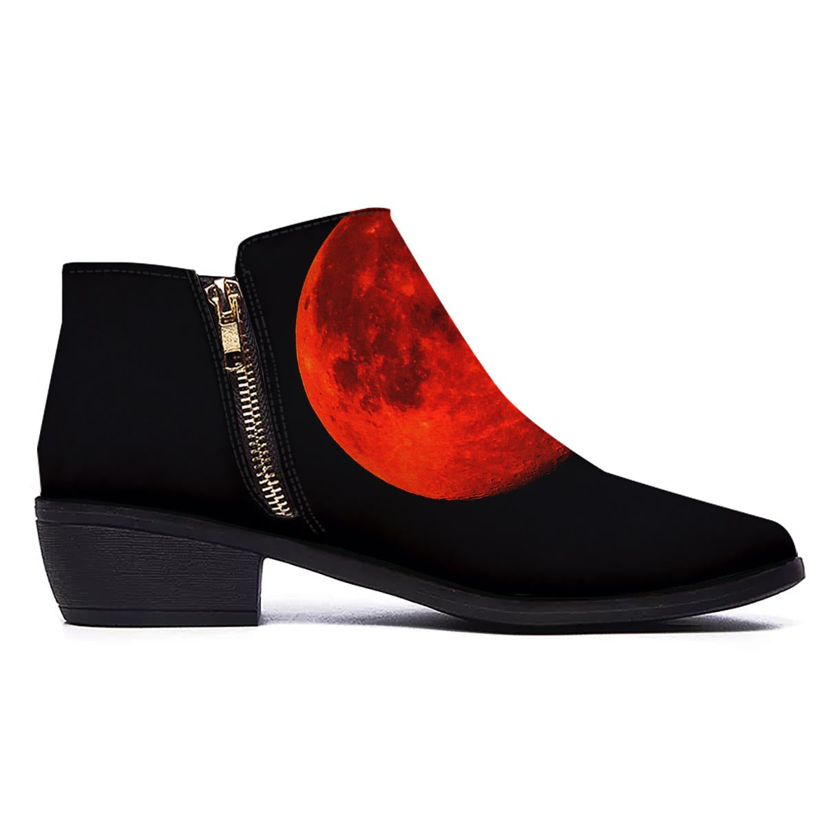 Lunar Eclipse Super Blood Moon Print Ankle Boots-grizzshop