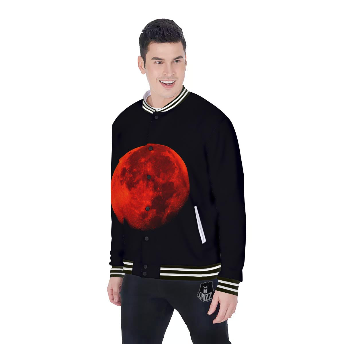 Lunar Eclipse Super Blood Moon Print Baseball Jacket-grizzshop