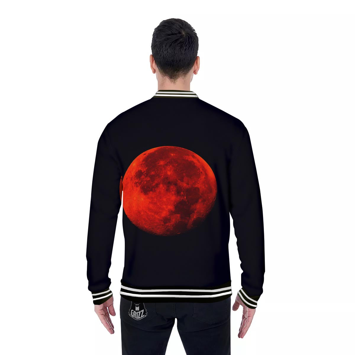 Lunar Eclipse Super Blood Moon Print Baseball Jacket-grizzshop