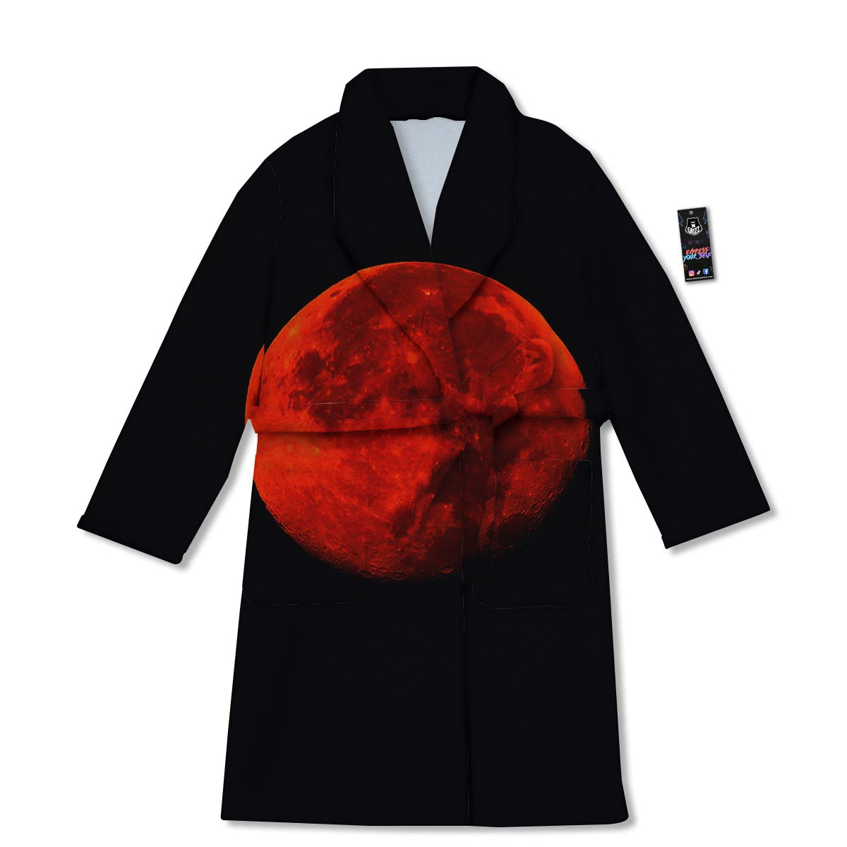 Lunar Eclipse Super Blood Moon Print Bathrobe-grizzshop